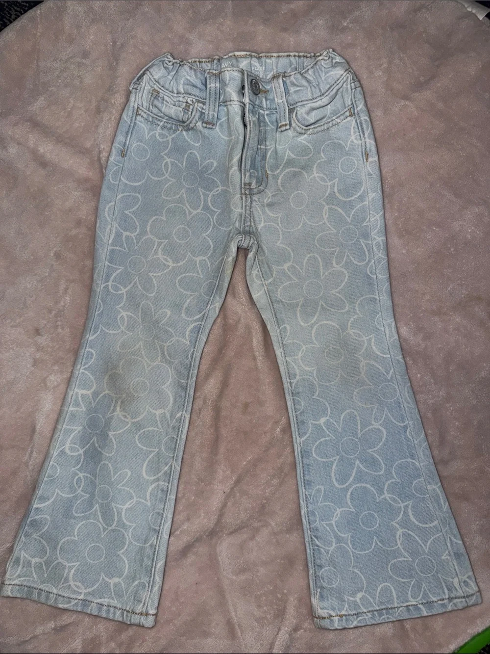 Old Navy Light Blue Floral Flare Jeans